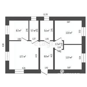 Дом 108м², 1-этажный, участок 7 сот.  