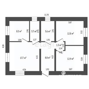 Дом 108м², 1-этажный, участок 7 сот.  