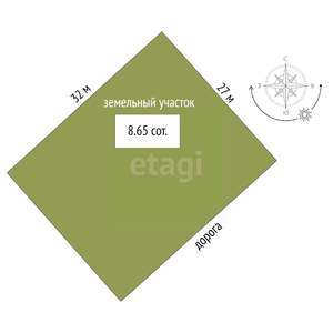 Дом 72м&sup2;, 1-этажный, участок 9 сот.  