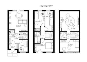 Таунхаус 150м², 3-этажный, участок 2 сот.  