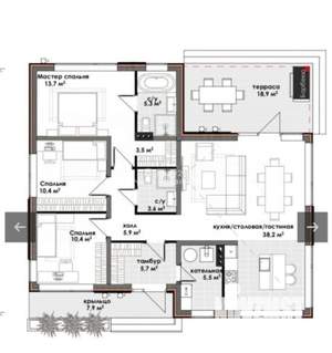 Коттедж 170м², 1-этажный, участок 8 сот.  