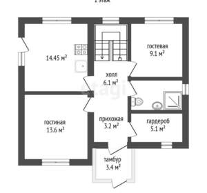 Дом 121м², 2-этажный, участок 6 сот.  