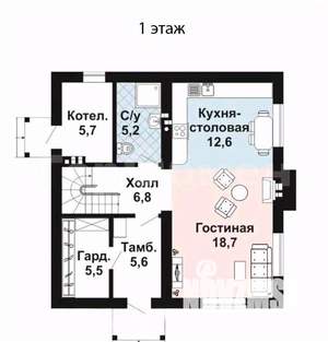 Дом 128м², 2-этажный, участок 6 сот.  