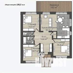 Дом 126м², 1-этажный, участок 6 сот.  