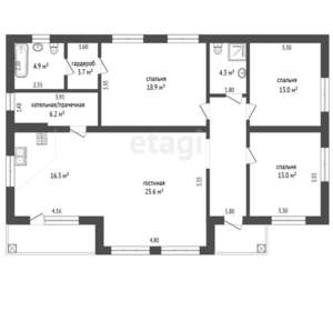 Дом 125м², 1-этажный, участок 5 сот.  