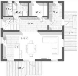 Коттедж 170м², 2-этажный, участок 5 сот.  