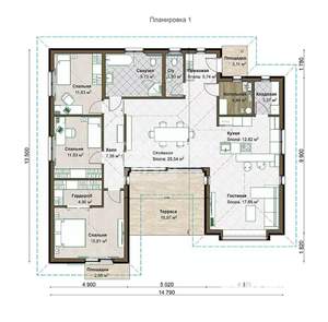 Дом 181м², 1-этажный, участок 8 сот.  