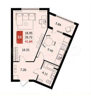 1-к квартира, на длительный срок, 42м2, 3/17 этаж