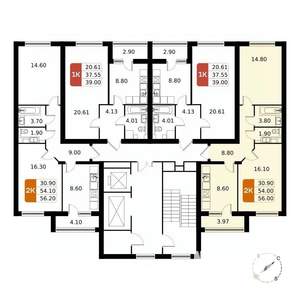 2-к квартира, вторичка, 56м2, 12/17 этаж