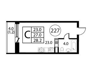 Студия квартира, вторичка, 28м2, 2/12 этаж