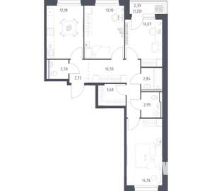 3-к квартира, вторичка, 76м2, 12/16 этаж