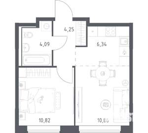 1-к квартира, вторичка, 36м2, 17/17 этаж