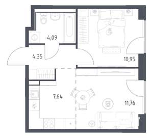 1-к квартира, вторичка, 39м2, 13/16 этаж