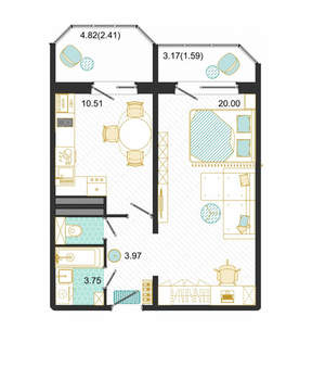 3-к квартира, вторичка, 72м2, 2/17 этаж