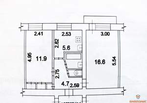 2-к квартира, вторичка, 43м2, 5/5 этаж