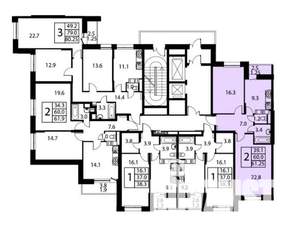 2-к квартира, строящийся дом, 61м2, 5/12 этаж