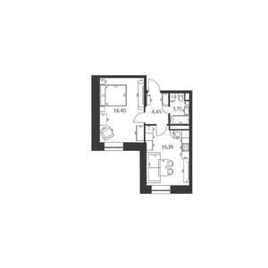 1-к квартира, сданный дом, 40м2, 1/17 этаж
