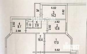 3-к квартира, вторичка, 72м2, 2/14 этаж