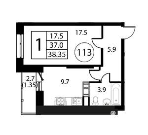 1-к квартира, вторичка, 38м2, 3/12 этаж