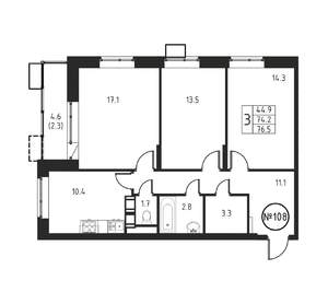 3-к квартира, вторичка, 77м2, 12/12 этаж