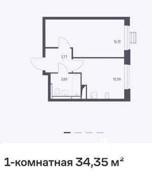 1-к квартира, вторичка, 34м2, 2/17 этаж