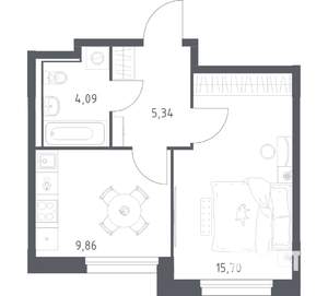 1-к квартира, вторичка, 35м2, 8/17 этаж
