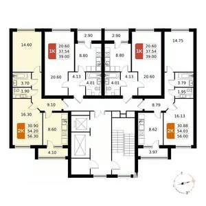 2-к квартира, вторичка, 56м2, 15/17 этаж