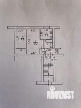 2-к квартира, вторичка, 44м2, 1/4 этаж