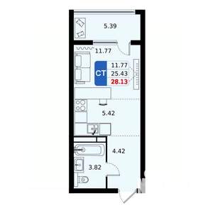 Студия квартира, строящийся дом, 28м2, 4/17 этаж
