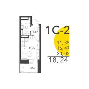 Студия квартира, вторичка, 18м2, 11/17 этаж