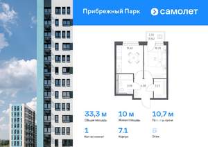 1-к квартира, вторичка, 33м2, 6/17 этаж