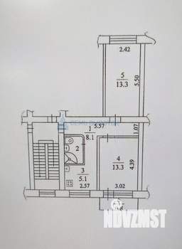 2-к квартира, вторичка, 43м2, 5/5 этаж