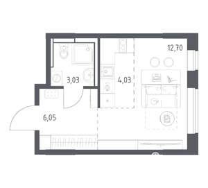 Студия квартира, вторичка, 26м2, 6/17 этаж