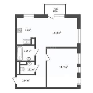 2-к квартира, вторичка, 47м2, 8/16 этаж