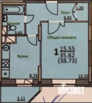 1-к квартира, вторичка, 39м2, 6/19 этаж