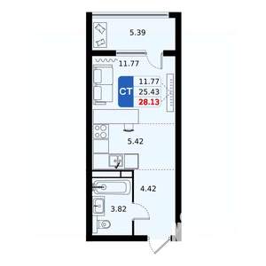 Студия квартира, вторичка, 28м2, 5/17 этаж