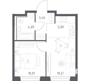 1-к квартира, вторичка, 33м2, 11/17 этаж