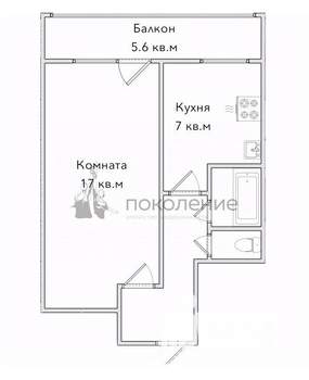 1-к квартира, вторичка, 32м2, 1/9 этаж