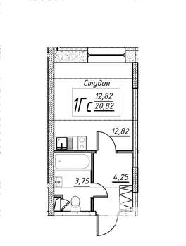 Студия квартира, сданный дом, 21м2, 1/17 этаж