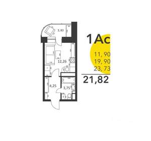 Студия квартира, строящийся дом, 23м2, 14/17 этаж