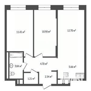 2-к квартира, вторичка, 53м2, 10/18 этаж