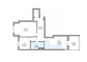 2-к квартира, вторичка, 60м2, 1/3 этаж