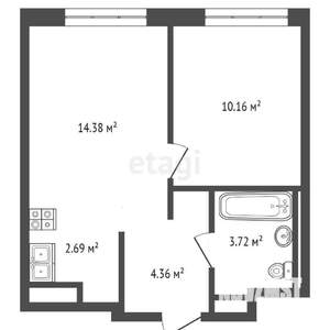 1-к квартира, вторичка, 35м2, 13/16 этаж