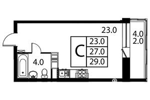 Студия квартира, строящийся дом, 29м2, 11/12 этаж
