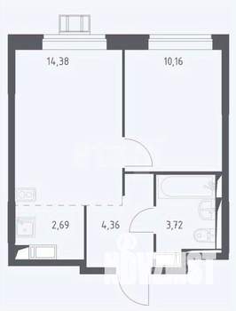 1-к квартира, вторичка, 35м2, 13/16 этаж