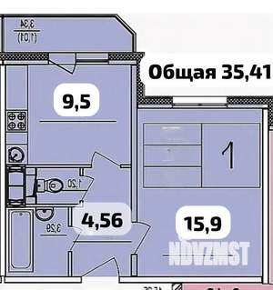 1-к квартира, вторичка, 35м2, 9/17 этаж