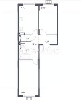 2-к квартира, вторичка, 62м2, 6/12 этаж