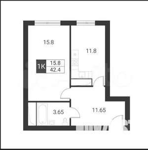 1-к квартира, вторичка, 55м2, 3/5 этаж