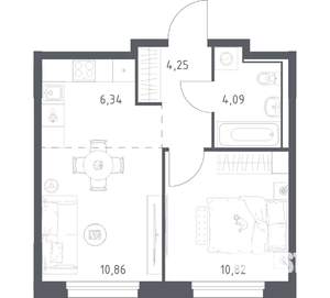 1-к квартира, вторичка, 36м2, 2/17 этаж