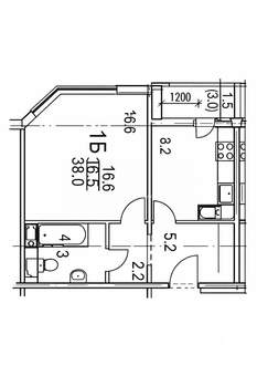 1-к квартира, вторичка, 37м2, 12/17 этаж